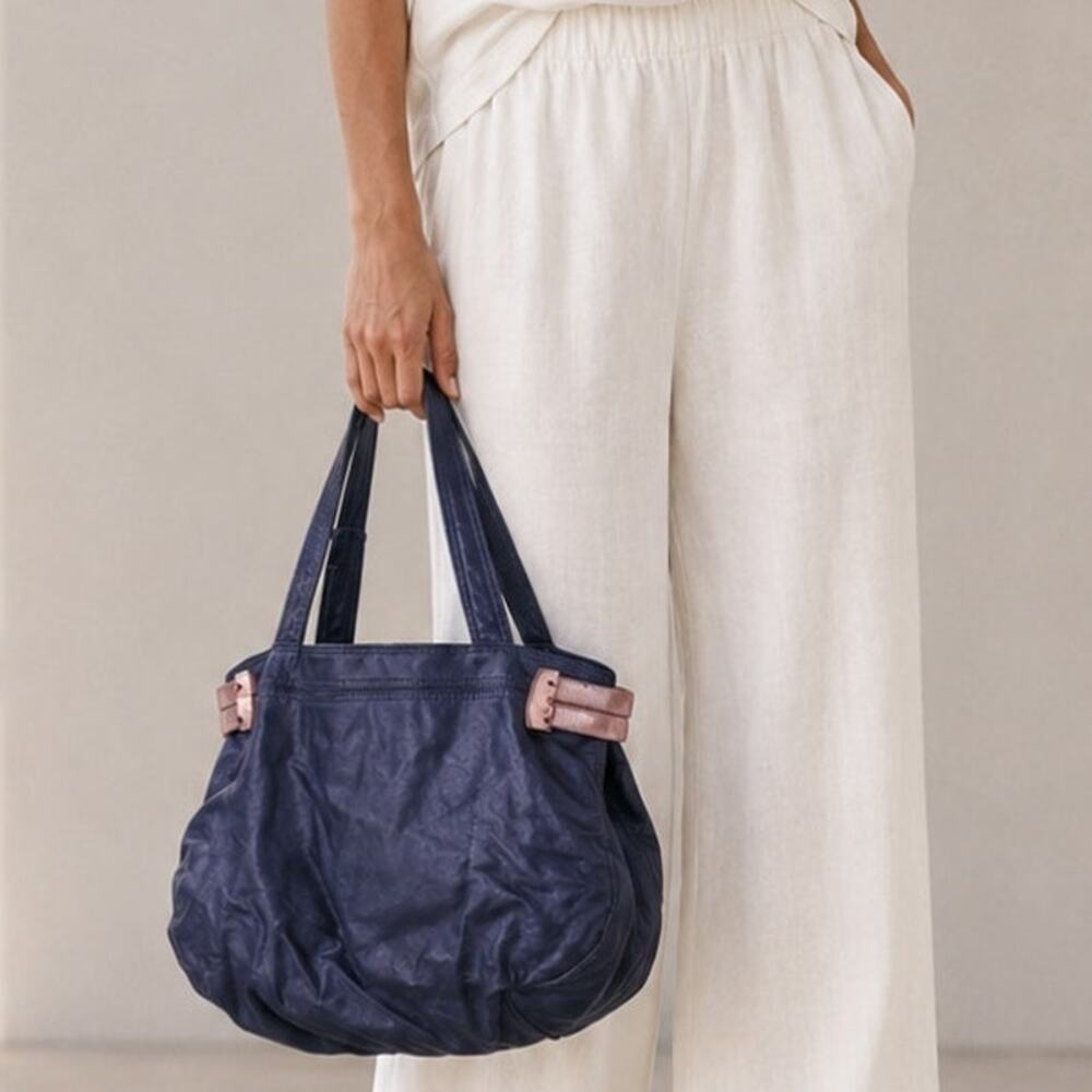 Jimmy Choo Blue Navy Leather Tote Bag